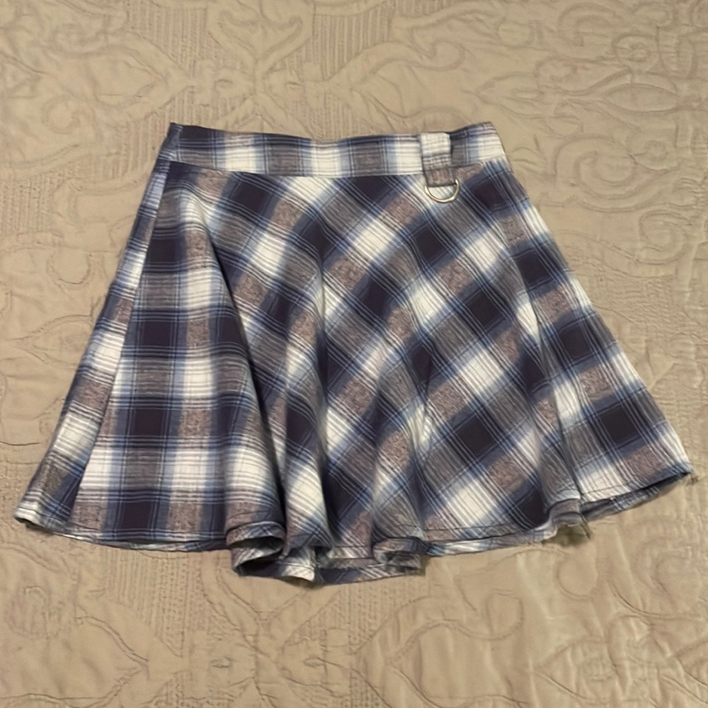 Forever 21 XXS Blue/Cream Plaid Mini Skirt